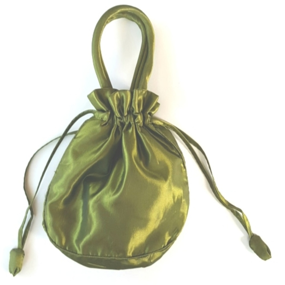 Purse Handbag Drawstring Sparkly Moss Green Small Fairy Botanical Whimsy NWOT - Picture 4 of 7